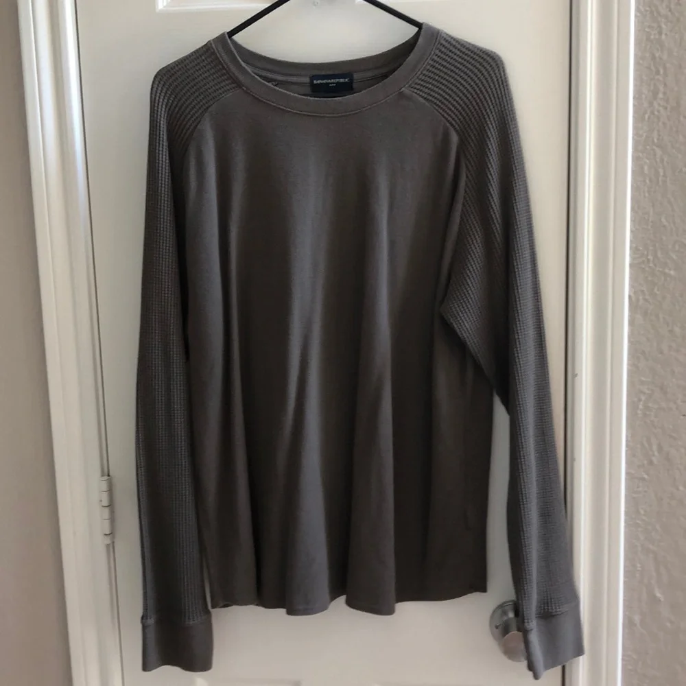 Banana Republic Men's Crewneck Sweater Brown Green Gray Ribbed Cotton Size Large